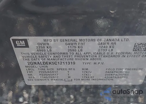 2012 Chevrolet Equinox Lt from USA, damaged, VIN 2GNALDEK5C1211319